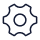 Alt text: A simple black gear icon with six spokes against a dark background, symbolizing settings or mechanical processes.